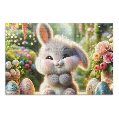 Niedliches farbiges Osterhasen-Puzzle, herausforderndes Puzzle-Spiel für Erwachsene und Jugendliche, fertige Größe 74,9 x 50 cm von ODAWA