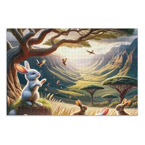 Oster-Szene, Kaninchen-Puzzle, herausforderndes Puzzle-Spiel für Erwachsene und Jugendliche, fertige Größe 74,9 x 50 cm von ODAWA