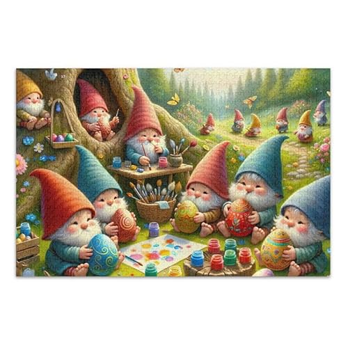 Oster-Zwerge, Puzzle-Spiel, Wandkunstwerk für Erwachsene, Teenager, fertige Größe 74,9 x 50 cm von ODAWA