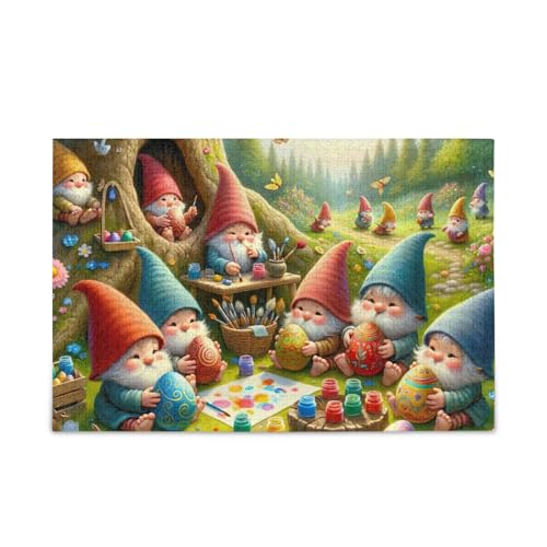 Oster-Zwerge, Zeichenpuzzle, Puzzle, lustiges Puzzle für Erwachsene, fertige Größe 74,9 x 50 cm von ODAWA