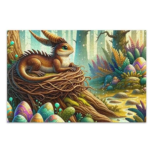Ostereidechsen-Puzzle, herausforderndes Puzzle-Spiel, Herausforderung Puzzle für Erwachsene, fertige Größe 74,9 x 50 cm von ODAWA