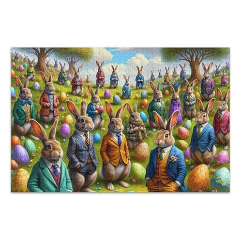 Osterhasen-Eier-Puzzle, herausforderndes Puzzle-Spiel, Spaß, Familienaktivität, fertige Größe 74,9 x 50 cm von ODAWA