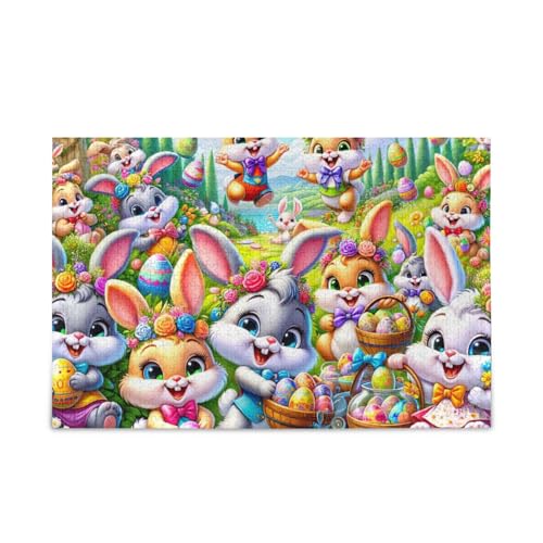 Osterhasen Feier grüne Puzzles DIY Geschenk Puzzle mit Netz-Aufbewahrungstasche Lustiges Puzzle für Erwachsene, fertige Größe 74,9 x 50 cm Osterhasen Feier grüne Puzzles DIY Geschenk Puzzle mit Netz-Aufbewahrungstasche Lustiges Puzzle für Erwachsene, fertige Größe 74,9 x 50 cm von ODAWA