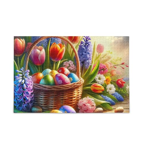 ODAWA Osterkorb Blumen 500-teiliges Puzzle, 2 mm starke Puzzleteile, Klassisches Design, für Erwachsene ab 14 Jahren von ODAWA