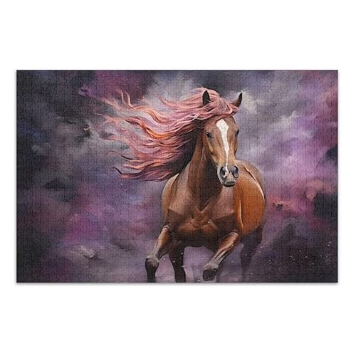 Pferd lila Puzzle herausfordernde Puzzle-Spiele für Erwachsene Jugendliche, fertige Größe 75 cm x 50 cm von ODAWA