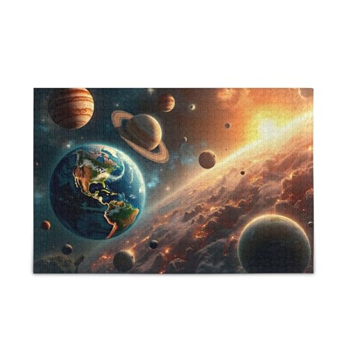 Planet Galaxy Orange Puzzle Herausforderung Puzzle Spiel Herausforderung Puzzle für Erwachsene, Fertige Größe 74,9 x 50 cm von ODAWA