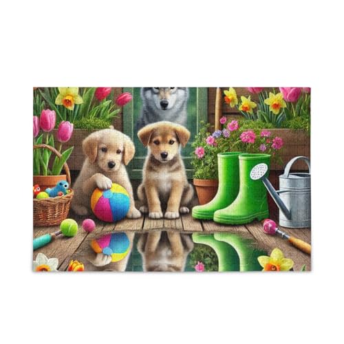 Playful Puppies Gelbe Puzzles Herausforderndes Puzzlespiel, lustiges Puzzle für Erwachsene, fertige Größe 74,9 x 50,0 cm Playful Puppies Gelbe Puzzles Herausforderndes Puzzlespiel, lustiges Puzzle für Erwachsene, fertige Größe 74,9 x 50,0 cm von ODAWA