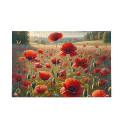 ODAWA Poppy Flowers Puzzles Challenging Puzzle Game Funny Puzzle for Adults Kids, Finished Size 74.9 cm x 50.0 cm, 1000pieces, Mohnblumen4 von ODAWA