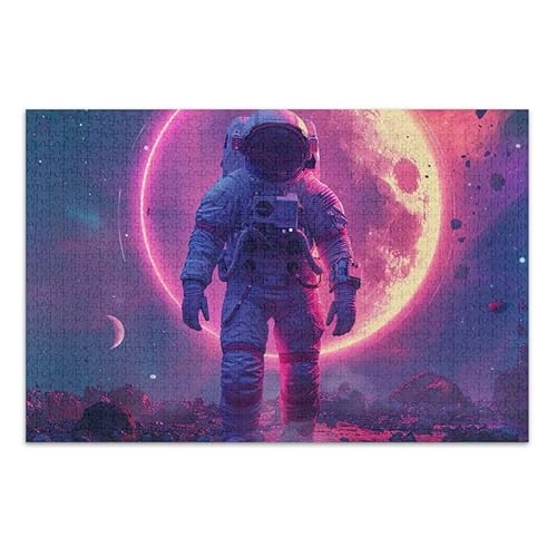 Puzzle, 500 Teile, lila kosmischer Astronaut, herausforderndes Puzzle für Erwachsene, 52,1 x 37,9 cm (L x B) von ODAWA