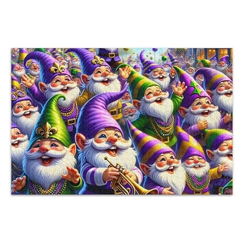 Puzzle-Spiel mit Mardi Gras Zwergen, Puzzle-Spiel, Wandkunstwerk für Erwachsene und Jugendliche, fertige Größe 74,9 x 50 cm von ODAWA
