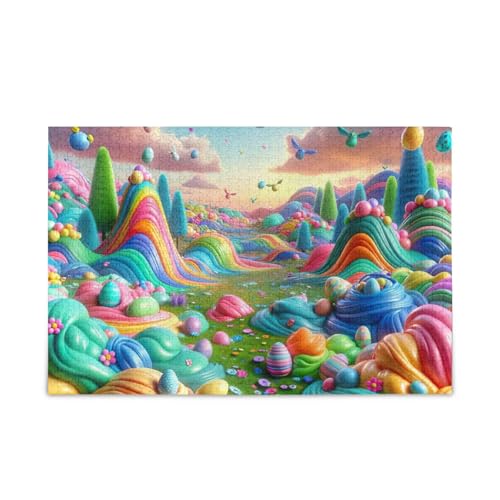 Puzzle mit 1000 Teilen, bunt, Osterhügel, herausforderndes Puzzle-Spiel, Herausforderung Puzzle für Erwachsene von ODAWA