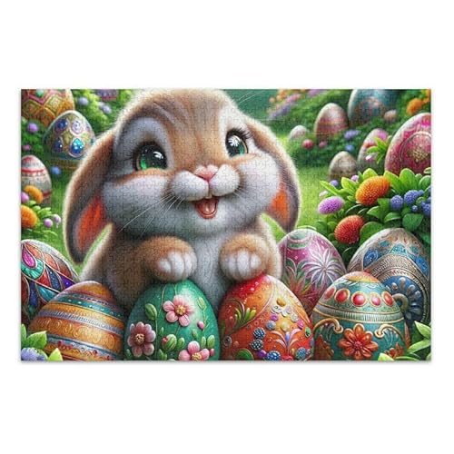 Puzzle mit 1000 Teilen, buntes Osterhasen, herausforderndes Puzzle-Spiel, Spaß, Familienaktivität von ODAWA