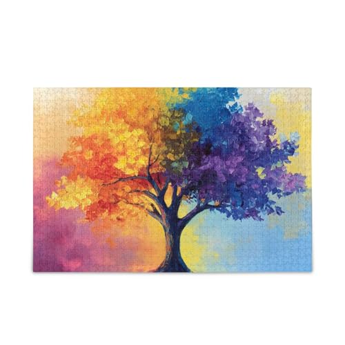 Puzzle mit 1000 Teilen, farbenfroher Baum, herausforderndes Puzzle-Spiel von ODAWA