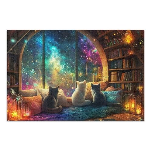 Puzzle mit 1000 Teilen, niedliche Katzen, buntes Puzzle-Spiel, Wandkunst, Spaß, Familienaktivität von ODAWA