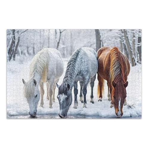 Puzzle mit 500 Teilen, elegantes Pferde, weißes Puzzle, Lern- und Lernpuzzle, lustiges Puzzle für Erwachsene, 52,1 cm L x 37,8 cm B Puzzle mit 500 Teilen, elegantes Pferde, weißes Puzzle, Lern- und Lernpuzzle, lustiges Puzzle für Erwachsene, 52,1 cm L x 37,8 cm B von ODAWA