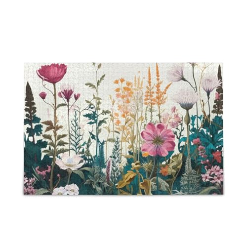 Puzzle mit Wildblumen-Motiv, Vintage-Stil, lustige Familienaktivität, fertige Größe 74,9 x 50 cm, Rosa Puzzle mit Wildblumen-Motiv, Vintage-Stil, lustige Familienaktivität, fertige Größe 74,9 x 50 cm, Rosa von ODAWA