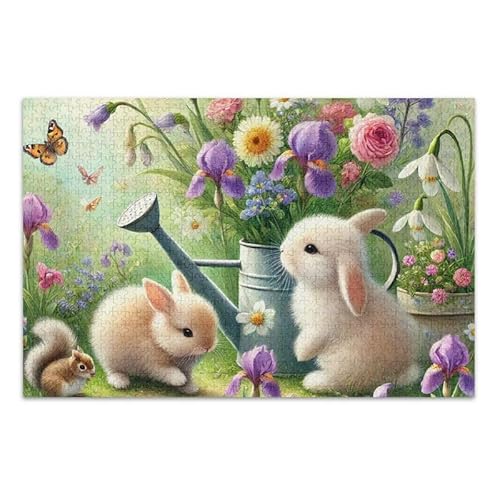 Puzzle mit niedlichen Kaninchen, Blumen, pädagogisches und lernendes Puzzle, lustige Familienaktivität, fertige Größe 74,9 x 50 cm Puzzle mit niedlichen Kaninchen, Blumen, pädagogisches und lernendes Puzzle, lustige Familienaktivität, fertige Größe 74,9 x 50 cm von ODAWA