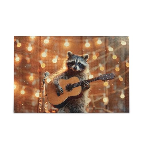 Raccoon Playing Guitar Jigsaw Puzzle Game Home Wall Artwork for Adults, Families, Finished Size 74.9 cm x 50.0 cm Raccoon Playing Guitar Jigsaw Puzzle Game Home Wall Artwork for Adults, Families, Finished Size 74.9 cm x 50.0 cm von ODAWA