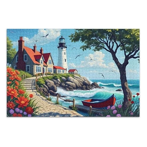 Retro Leuchtturm Blau Puzzle Puzzle Spiel Home Wandkunst für Erwachsene Familien Fertige Größe 74.9 cm x 50.0 cm Retro Leuchtturm Blau Puzzle Puzzle Spiel Home Wandkunst für Erwachsene Familien Fertige Größe 74.9 cm x 50.0 cm von ODAWA