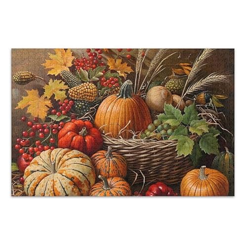 Retro Pumpkin Brown Jigsaw Puzzles Educational and Learning Puzzle for Adults, Families, Finished Size 74.9 cm x 50.0 cm von ODAWA