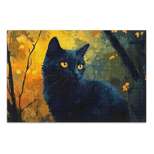 Schwarze Katze, Puzzle-Spiel, Wandkunst, Spaß, Familienaktivität, fertige Größe 74,9 x 50 cm Schwarze Katze, Puzzle-Spiel, Wandkunst, Spaß, Familienaktivität, fertige Größe 74,9 x 50 cm von ODAWA