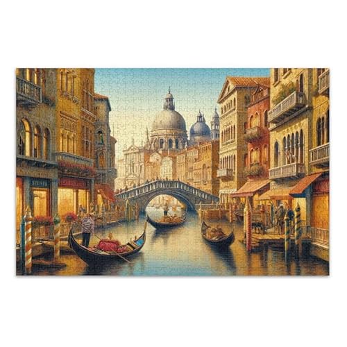 Sehenswürdigkeiten von Venedig Puzzlespiel, herausforderndes Puzzle-Spiel für Erwachsene, Familien, fertige Größe 74,9 x 50 cm von ODAWA