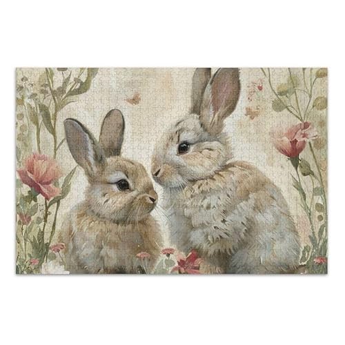 Spring Bunnies Osterhasen-Puzzle, pädagogisches und Lernpuzzle, fertige Größe 74,9 x 50 cm von ODAWA