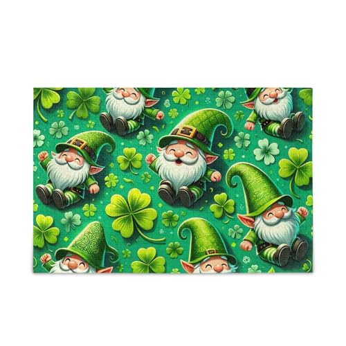 St. Patricks Day Zwerge Kleeblatt Puzzle Herausforderung Puzzle für Erwachsene, fertige Größe 74,9 x 50 cm von ODAWA
