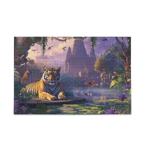 Tigers Ruhe-Puzzle-Spiel für Zuhause, Wandkunst, Spaß, Familienaktivität, fertige Größe 74,9 x 50 cm Tigers Ruhe-Puzzle-Spiel für Zuhause, Wandkunst, Spaß, Familienaktivität, fertige Größe 74,9 x 50 cm von ODAWA
