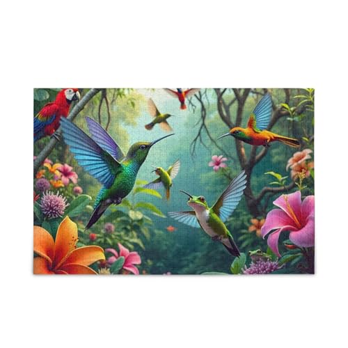 Tropische Vögel, rosa Puzzles für Erwachsene, Familien, fertige Größe 74,9 x 50 cm von ODAWA
