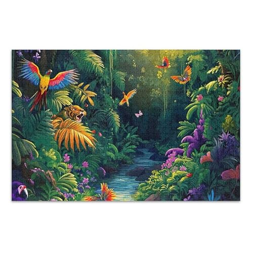 Tropischer Garten, grünes Puzzle, pädagogisches und Lernpuzzle für Erwachsene und Jugendliche, fertige Größe 74,9 x 50 cm von ODAWA