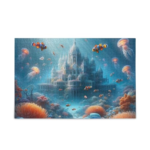 Underwater World Castle Puzzle 500 Teile Puzzle DIY Geschenk Jigsaw Puzzles mit Mesh Aufbewahrungstasche Spaß Familie Aktivität von ODAWA