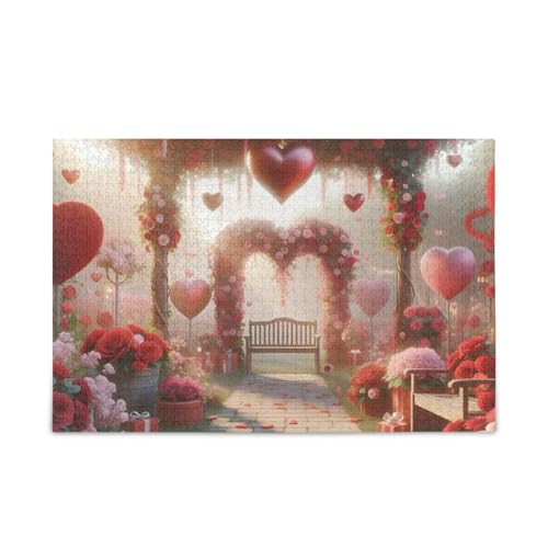 Valentine Heart Puzzles Puzzle für Erwachsene, Familien, fertige Größe 74,9 x 50 cm von ODAWA