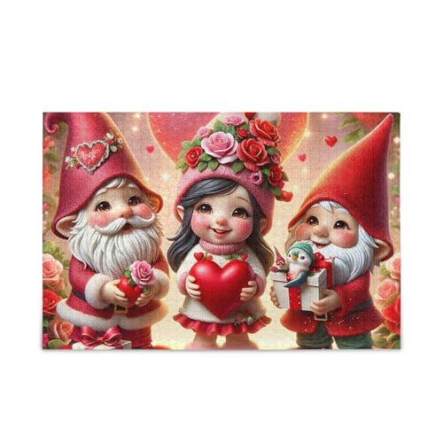 Valentine Zwerge Herz Puzzles Puzzle für Erwachsene Familien Fertige Größe 74,9 x 50 cm von ODAWA