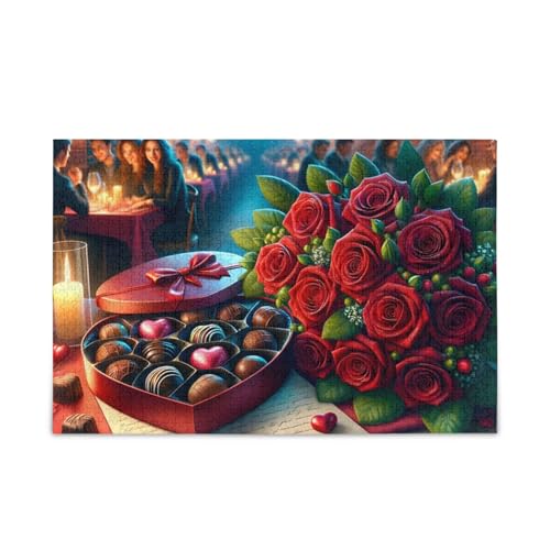 Valentins-Puzzle, stabile 2 mm Puzzleteile, Herausforderungspuzzle für Erwachsene, fertige Größe 74,9 x 50 cm von ODAWA