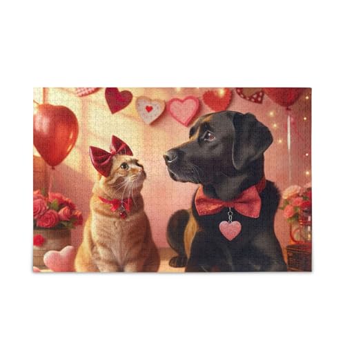 Valentinstag-Puzzle-Spiel, Katze, Hund, Puzzle-Spiel, Wandkunst, Spaß, Familienaktivität, fertige Größe 74,9 x 50 cm Valentinstag-Puzzle-Spiel, Katze, Hund, Puzzle-Spiel, Wandkunst, Spaß, Familienaktivität, fertige Größe 74,9 x 50 cm von ODAWA