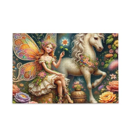 Vintage Fairy Unicorn Gold Puzzles Herausforderndes Puzzle-Spiel, fertige Größe 74,9 x 50 cm Vintage Fairy Unicorn Gold Puzzles Herausforderndes Puzzle-Spiel, fertige Größe 74,9 x 50 cm von ODAWA