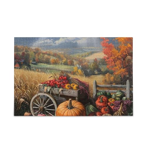 Vintage Harvest Orange Puzzles stabile 2 mm Puzzleteile, fertige Größe 74,9 x 50 cm von ODAWA