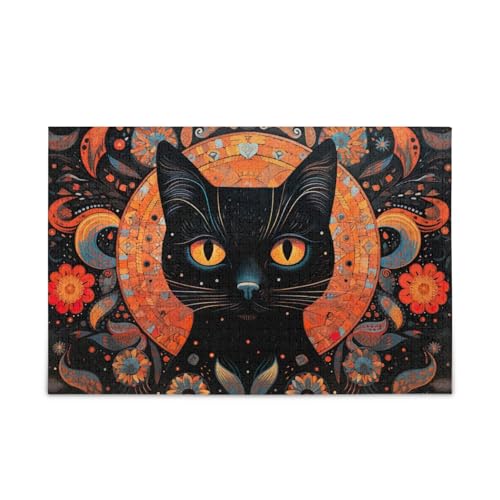 Vintage-Katze, schwarzes Puzzle-Spiel, Wandkunst, fertige Größe 74,9 x 50 cm Vintage-Katze, schwarzes Puzzle-Spiel, Wandkunst, fertige Größe 74,9 x 50 cm von ODAWA