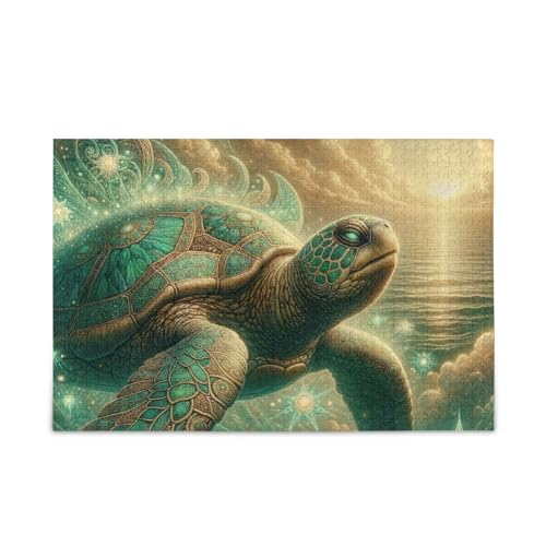 ODAWA Vintage Meeresschildkröte Puzzles herausforderndes Puzzle-Spiel Spaß Familienaktivität, fertige Größe 74,9 x 50 cm, 1000pieces von ODAWA