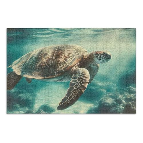 Vintage Ozean Meeresschildkröte Puzzle-Spiel Home Wall Artwork, fertige Größe 74,9 x 50 cm von ODAWA