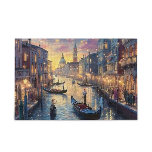 Vintage Venedig Blue Puzzles herausforderndes Puzzlespiel Lustig, Fertige Größe 74 cm x 50 cm von ODAWA