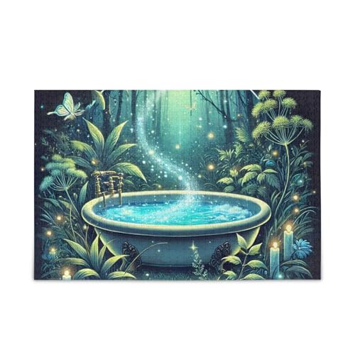 Waldbad blaues Puzzle-Spiel für Zuhause, Wandkunst, Spaß, Familienaktivität, fertige Größe 74,9 x 50 cm Waldbad blaues Puzzle-Spiel für Zuhause, Wandkunst, Spaß, Familienaktivität, fertige Größe 74,9 x 50 cm von ODAWA