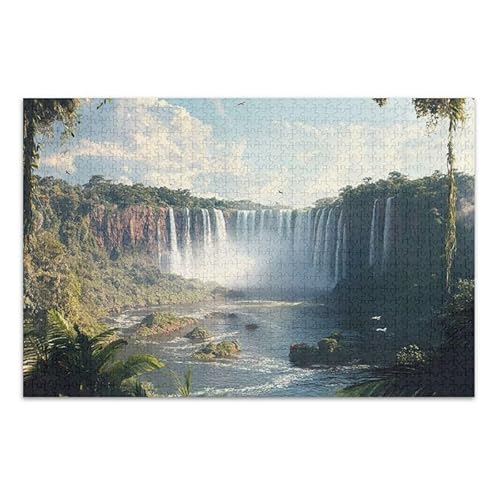 Wasserfall-Landschaftspuzzle, herausforderndes Puzzle-Spiel, lustiges Puzzle für Erwachsene, fertige Größe 74,9 x 50 cm von ODAWA