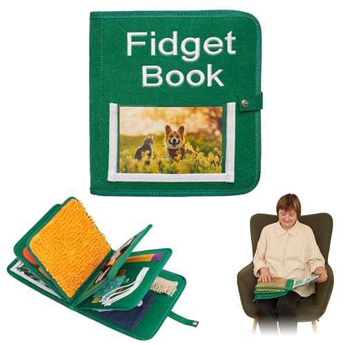 Nestelbuch | Nesteldecke für Demenzkranke | Senioren & Demenz Beschäftigung Hände | Demenzdecke | Spielzeug für Demenzkranke | Sensorische Decke | Fidget Book (Green) von ODOXIA
