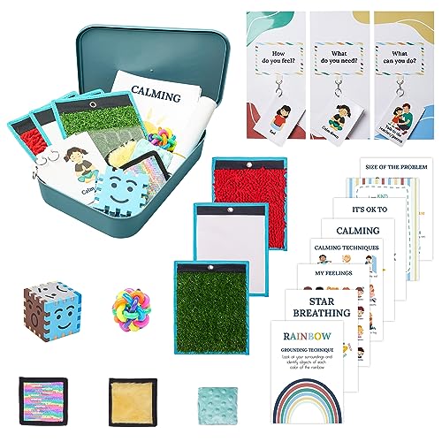 ODOXIA Beruhigungsecke | Beruhigungsecke Zubehör | Beruhigungsset Enthält Beruhigende Poster, Sensorik-Spielzeug, Beschwertes Schoßkissen Für Kinder | Calm down Corner Set 2 von ODOXIA