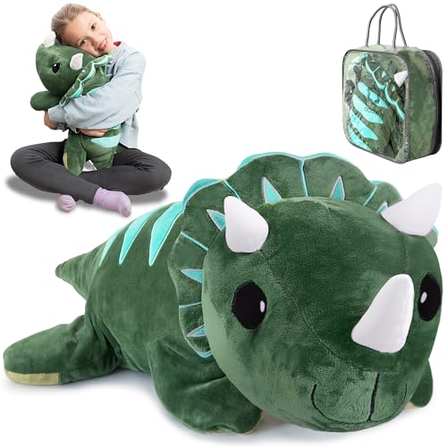 ODOXIA Gewichtskuscheltier Dinosaurier | 2,3 kg Anxiety Weighted Dino Plüschtier für Kinder & Erwachsene | Beruhigendes Weighted Stuffed Animal | Kuscheltier gegen Stress & Angst | Inkl. Tragetasche von ODOXIA