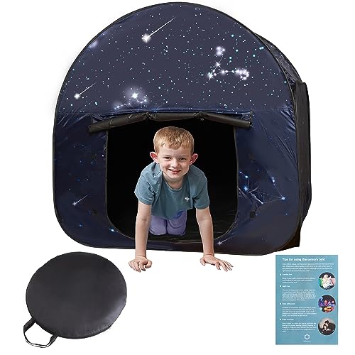 Sinneszelt | Ruhige Ecke für Kinder zum Spielen und Entspannen | Sternenmotiv Sinnesecke | bei Autismus, SPD, Angst | Sensory Tent Star (120 cm) | Sensorik-Zelt Verdunkelung für autistische Kinder von ODOXIA