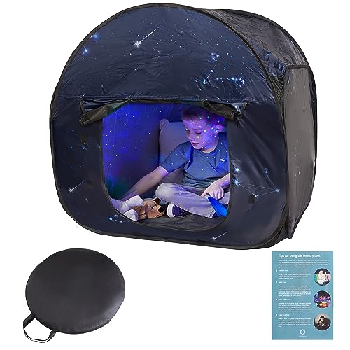 Sinneszelt | Ruhige Ecke für Kinder zum Spielen und Entspannen | Sternenmotiv Sinnesecke | bei Autismus, SPD, Angst | Sensory Tent Star (90 cm) | Sensorik-Zelt Verdunkelung für autistische Kinder von ODOXIA