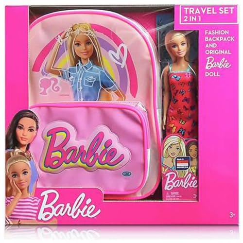 Barbie - Travel Set 2 in 1 Rucksack 29 x 22 x 9 cm mit Fronttasche und original Barbie von ODS
